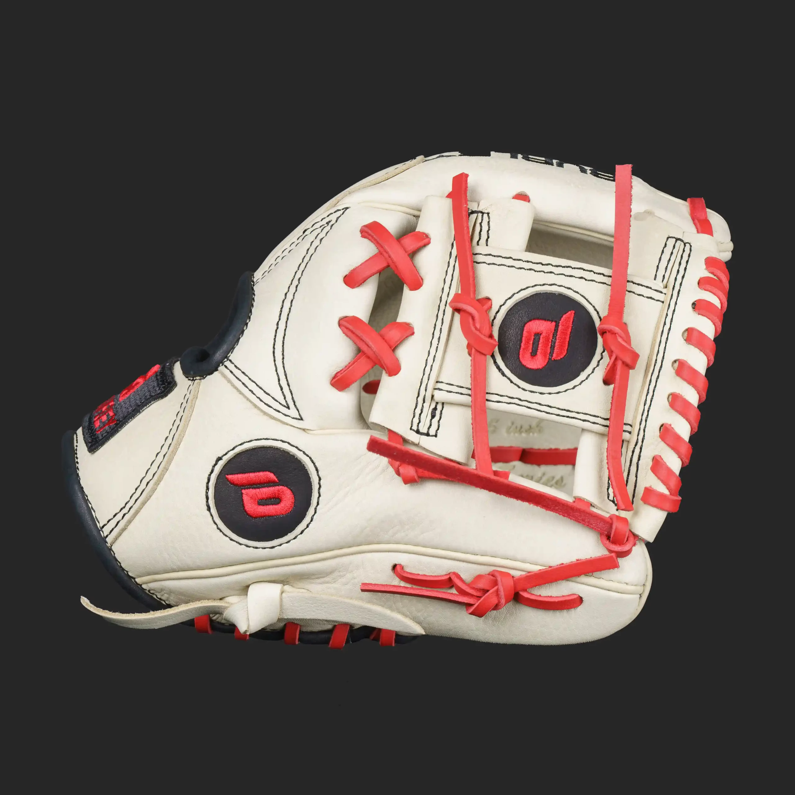 silver series infield glove blonde black red laces i web right 3