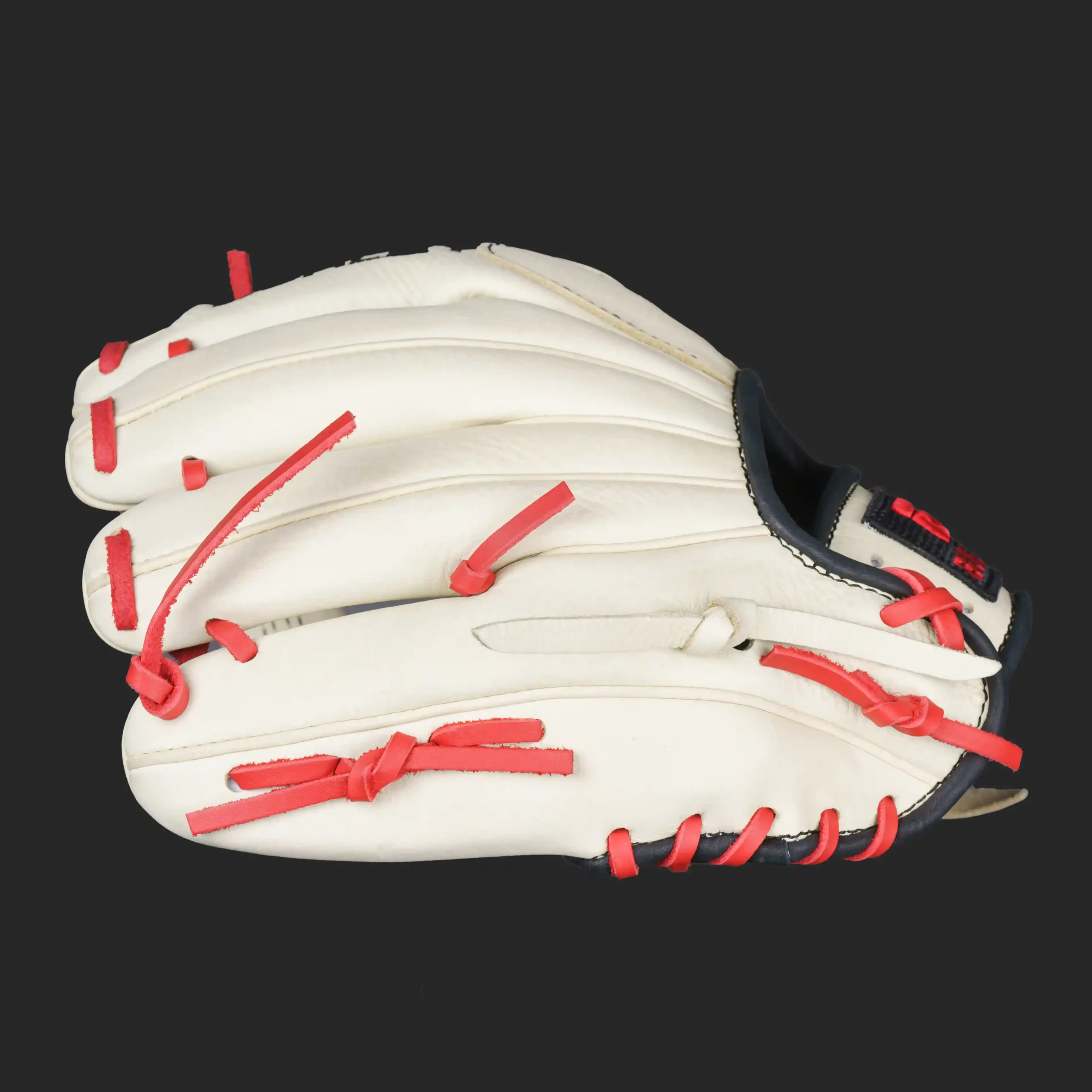 silver series infield glove blonde black red laces i web right 4